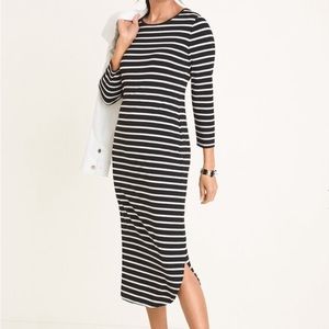 Chico’s Women’s Black and White Striped Shirttail-Hem Dress Size 1 (Med)